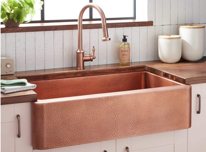 Signature Hardware Fiona 36" Farmhouse Single Basin Copper Kitchen Sink