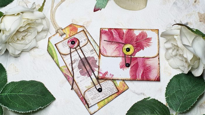 Decoupage tag and envelope Comfy Zen